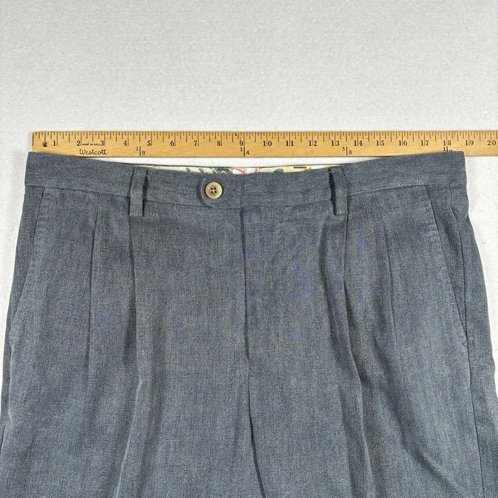 Tommy Bahama Men's 36 X 30 Gray Straight Leg Silk Cotton Pleated Chino Pants